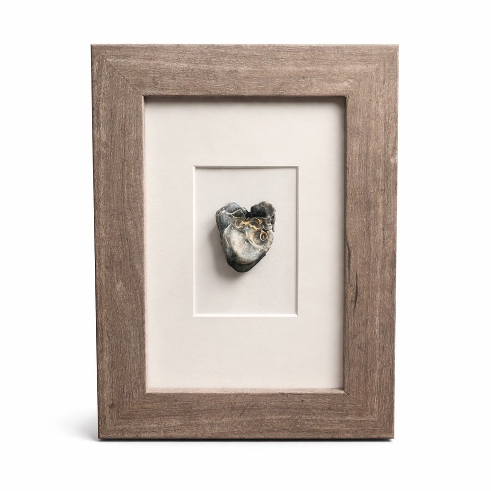 Framed Heart Shaped Shell Virginia Beach by Lucky Mischa NEW Wall or Table Art